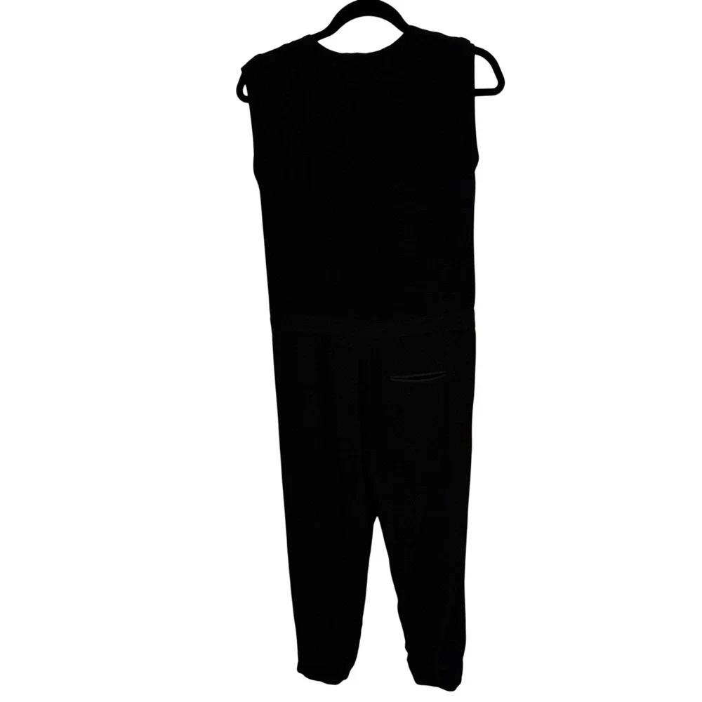 J. Crew Black Sleeveless Asymmetrical Zipp‎ Cap Sleeve Jumpsuit Pantsuit Size 0